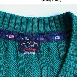 Paul & Shark Yachting green cabled cotton pullover Sz XL made in Italy 🇮🇹